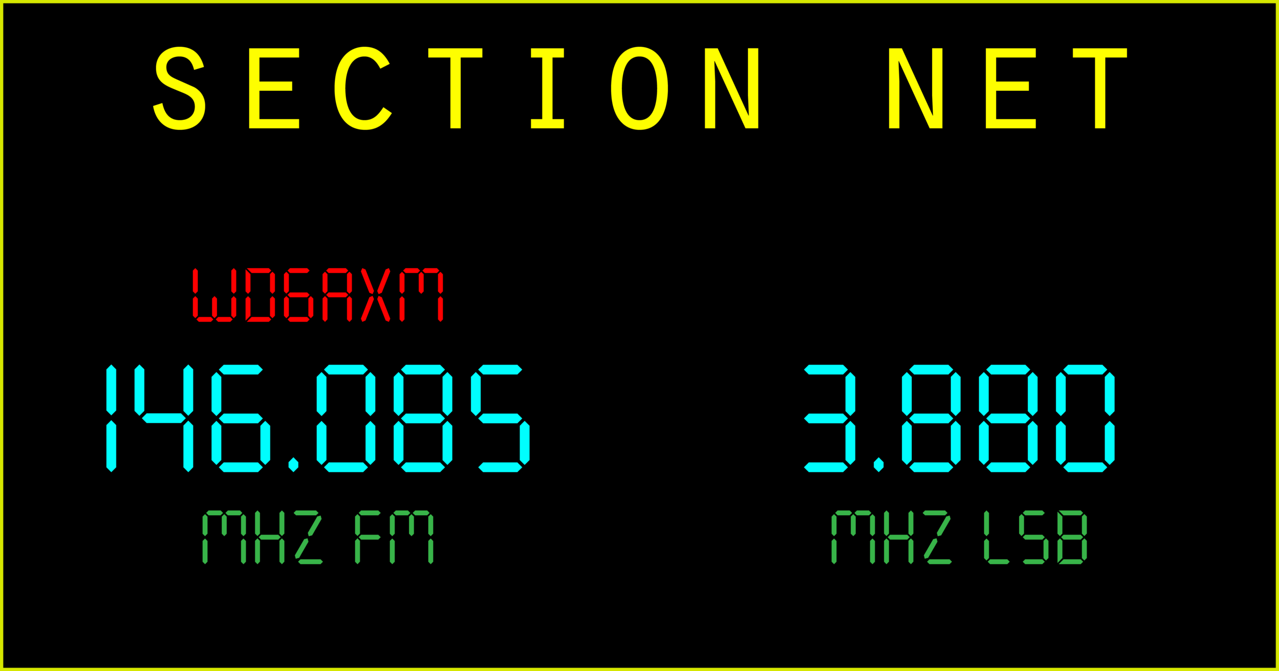 Section Net - 146.085 MHz and 3.880 MHz